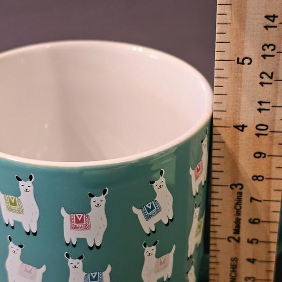 Llama Mug Blue White Clay Art Cute Artsy Boho - Picture 9 of 10